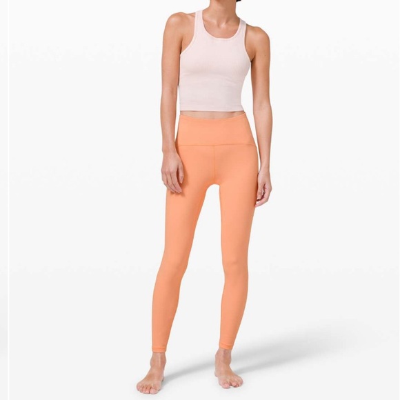 Lululemon Ribbed Contoured High Rise Tight | Color: Malibu Peach | Size 6 - Picture 2 of 7